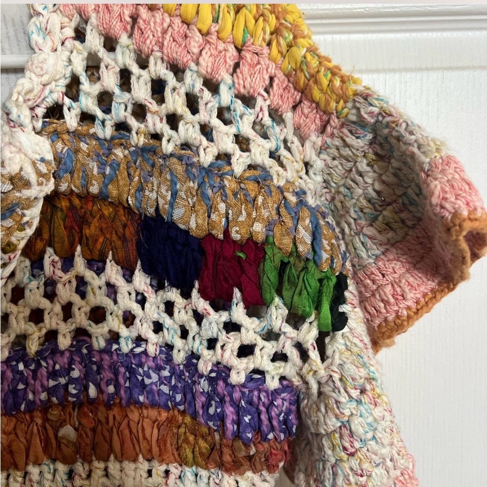 Colorful Crochet Open Cardigan - Multicolor - Picture 2 of 6